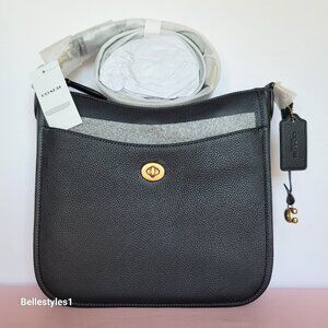 COACH Chaise Pebbled Leather Crossbody Bag- Black color ⭐